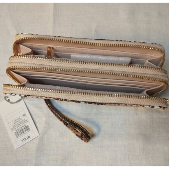 Women's Snake Print Double Zip Wallet - A New Day - Picture 6 of 6